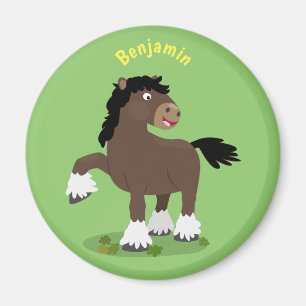 Aimant Caricature de cheval de trait de Cute Clydesdale