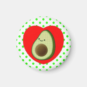 Aimant Caricature De L'Avocado Mignonne Dans Le Coeur Rou