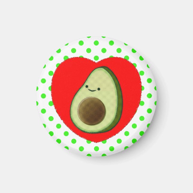 Aimant Caricature De L'Avocado Mignonne Dans Le Coeur Rou (Devant)