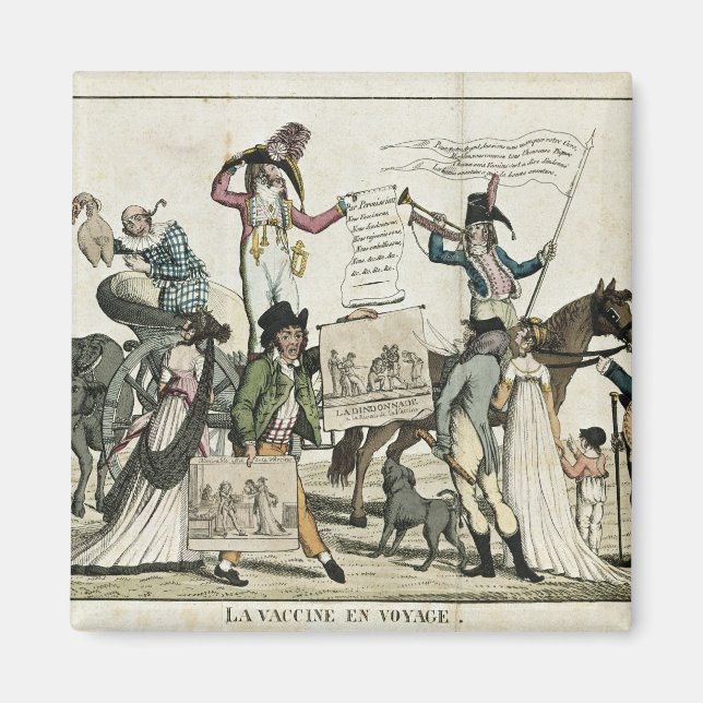 Aimant Caricature de médecins quack offrant des vaccins (Devant)