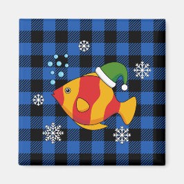 Aimant Caricature de poisson tropical de Noël sur le Moti