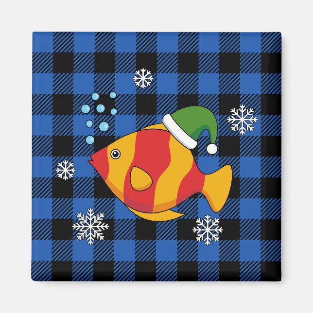 Aimant Caricature de poisson tropical de Noël sur le Moti (Devant)
