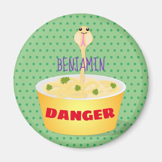 Aimant Caricature de serpent aux nouilles mignonnes illus (Devant)