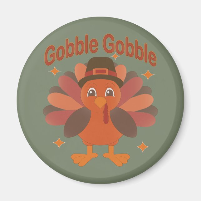 Aimant Caricature de Turquie Thanksgiving - "Gobble Gobbl (Devant)