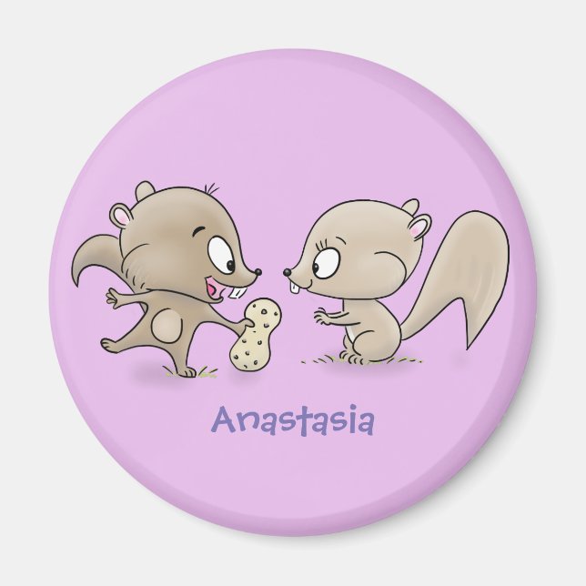 Aimant Caricature d'écureuils marrants (Devant)