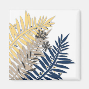 Aimant Caricature feuille tropicale abstraite dans les to