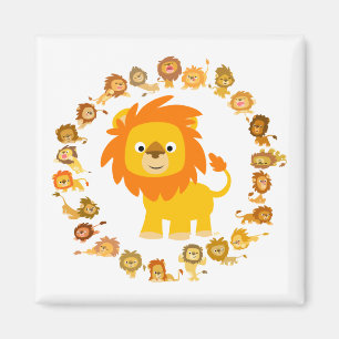 Aimant Caricature mignon Lion Mandala