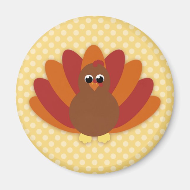 Aimant Caricature mignonne Thanksgiving Turquie (Devant)