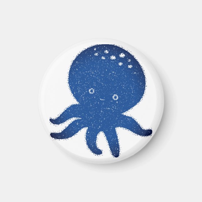 Aimant Caricature octopus mignonne vieux papier (Devant)