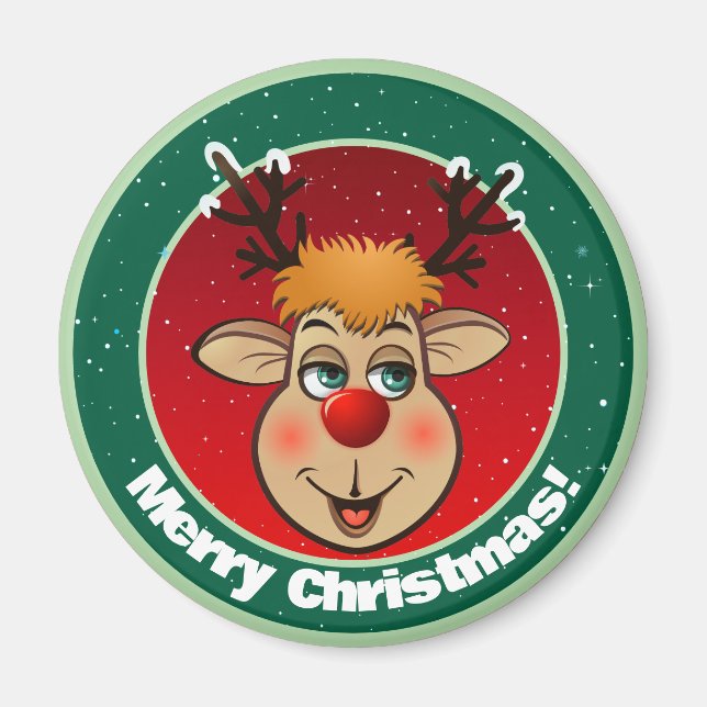 Aimant Caricature père Noël Reindeer de Noël (Devant)