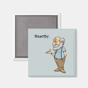 Aimant Caricature Smart Old Man, Sagesse Amusante des per
