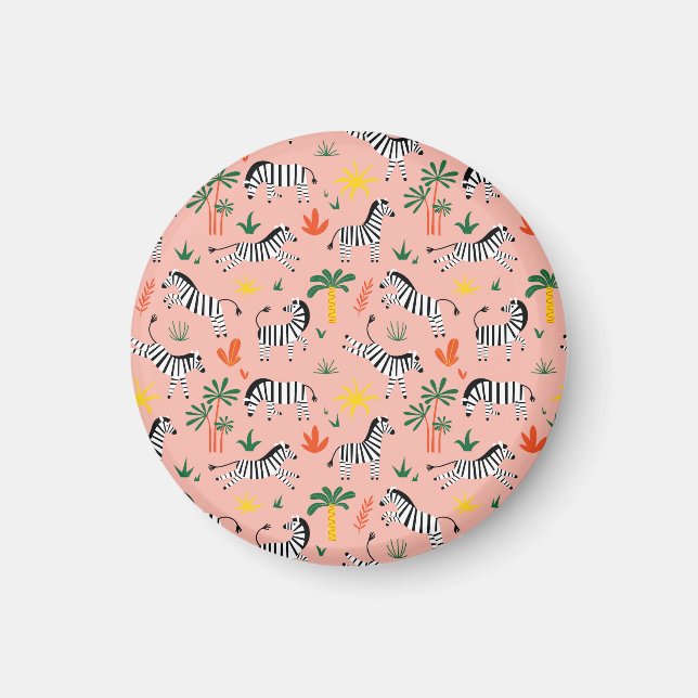 Aimant Caricature Zebras Funny Motif sans couture (Devant)