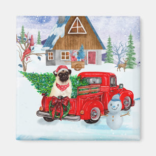 Aimant Carlin Chien dans la livraison de Noël Camion neig