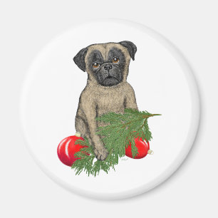 Aimant Carlin Chiot adorable Noël Chien Art