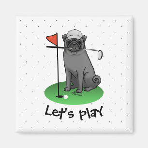 Aimant Carlin de golf Jouer Golf (noir) mignon chien drôl
