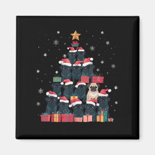 Aimant Carlin Noir Arbre de Noël Chien Père Noël Xmas Joy