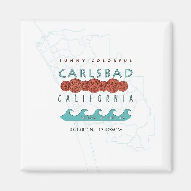Aimant Carlsbad Califonia Design (Devant)