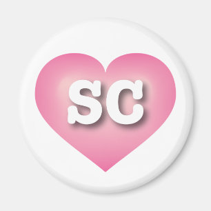 Aimant Carolina du Sud Coeur rose Fade - J'aime SC