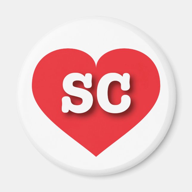 Aimant Carolina du Sud Coeur rouge - J'aime SC (Devant)