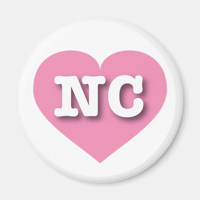 Aimant Caroline du Nord Coeur rose - J'aime NC (Devant)