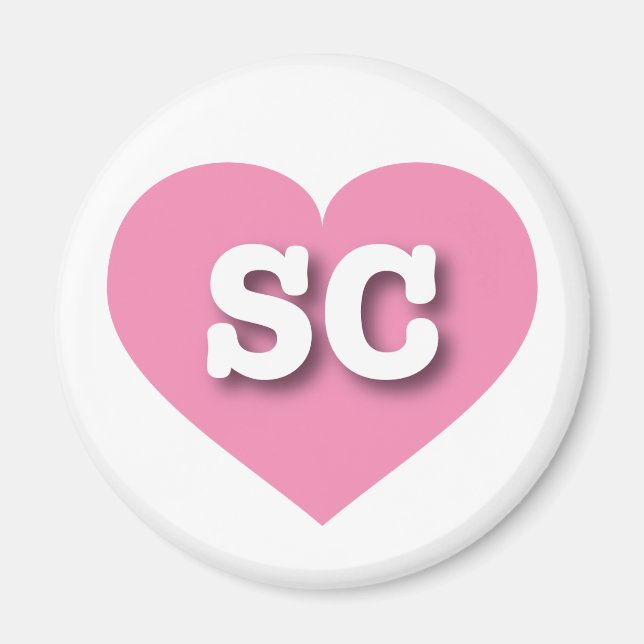 Aimant Caroline du Sud Coeur rose - J'aime SC (Devant)