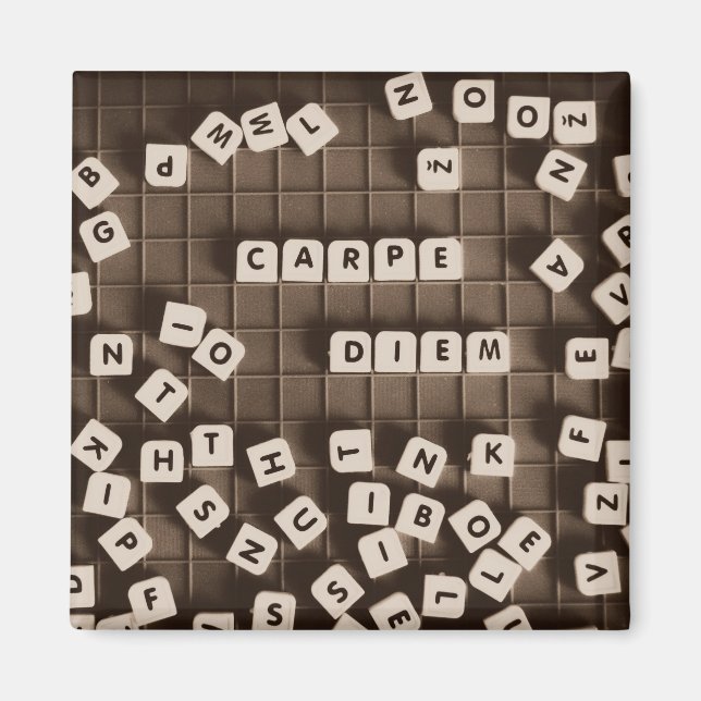 Aimant Carpe Diem Carreaux de lettre rayée (Devant)