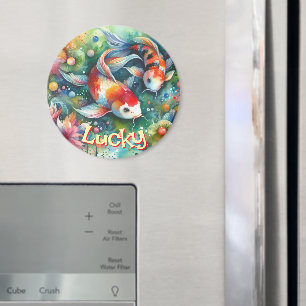 Aimant Carpeaux de Koi Chanceux Personnalisés Aquarelle F