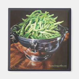 Aimant carré avec les haricots verts dans la