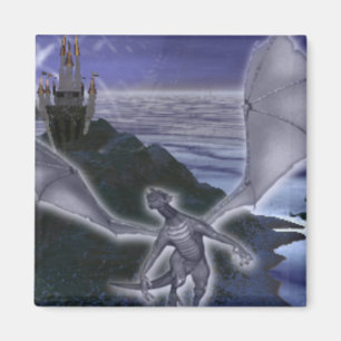 Aimant carré de dragon et de château