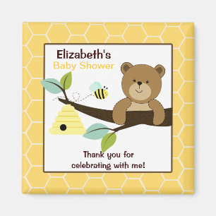 Aimant carré de faveur d'ours et d'abeille de mie