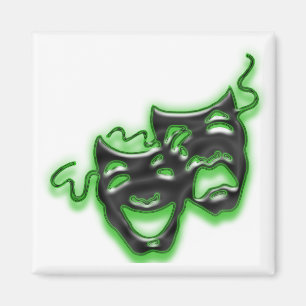 Aimant carré de grands masques verts au néon