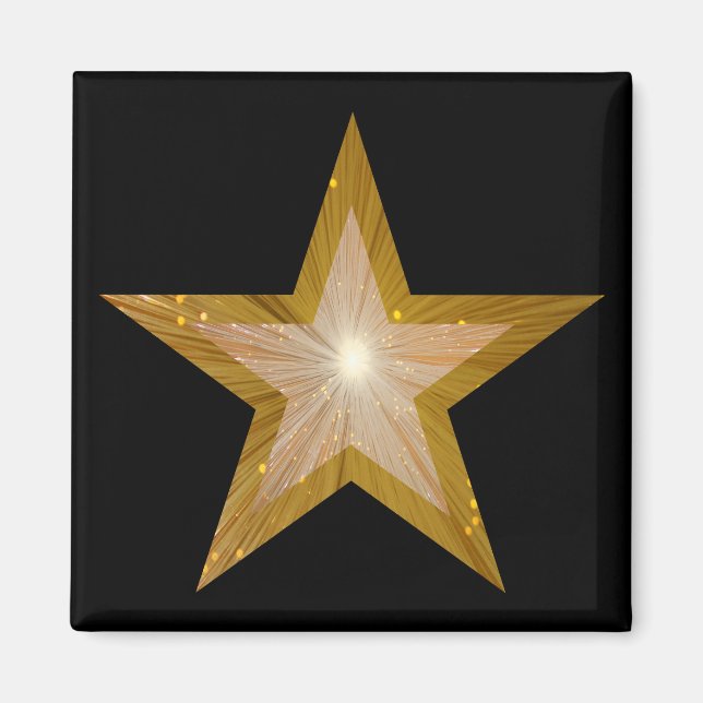 Aimant Carré de réfrigérateur Gold Star noir (Devant)