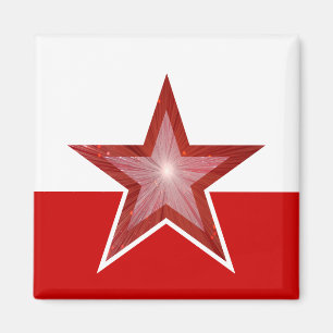 Aimant Carré de réfrigérateur Red Star blanc rouge