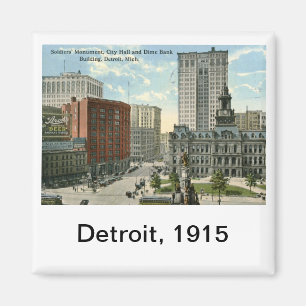 Aimant Carré d'hôtel de ville, cru 1915 de Detroit MI