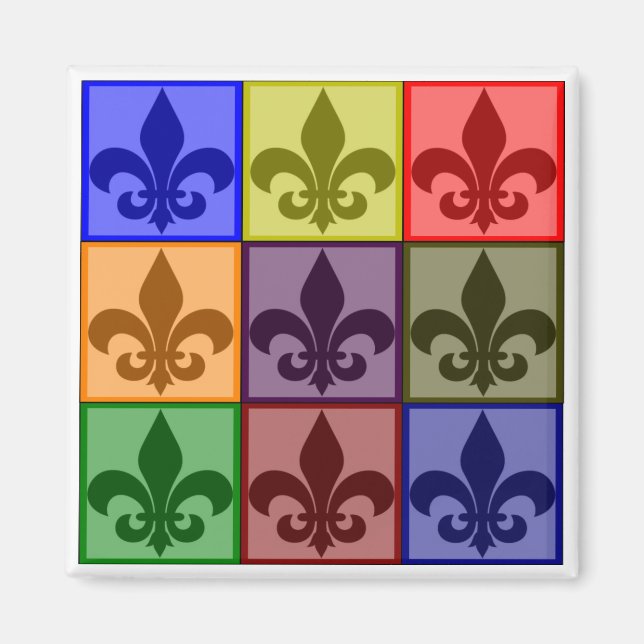 Aimant Carré Fleur de Lis (Devant)