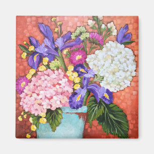 Aimant carré floral de beaux-arts de "iris et