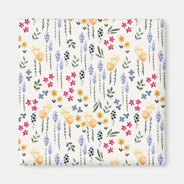 Aimant Carré floral Motif de printemps (Devant)