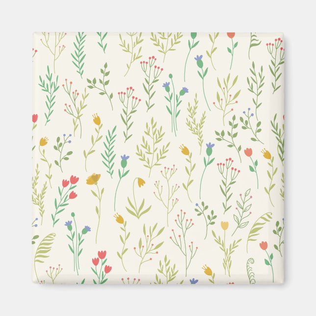 Aimant Carré floral Motif de printemps (Devant)