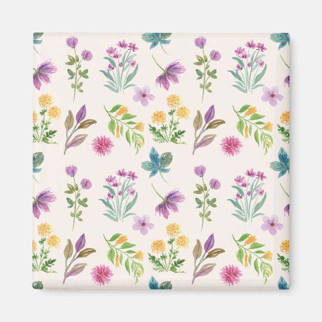 Aimant Carré floral Motif de printemps (Devant)