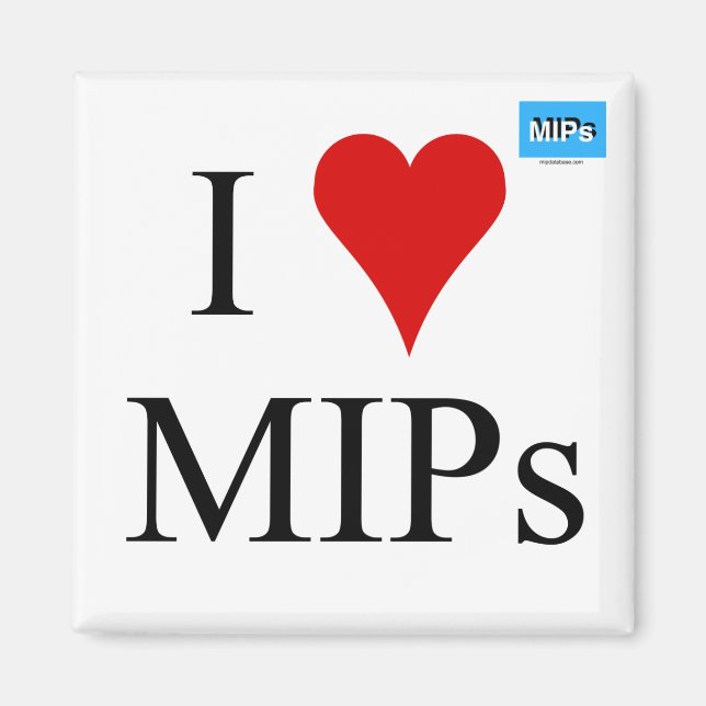 Aimant Carré J'aime l'aimant des MIP (Devant)