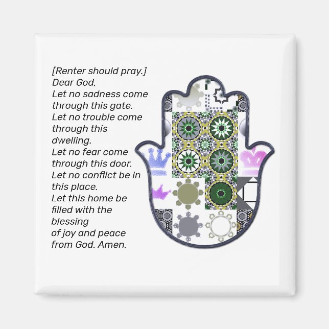 Aimant Carré Khamsa Renteur d'aimant main (Devant)