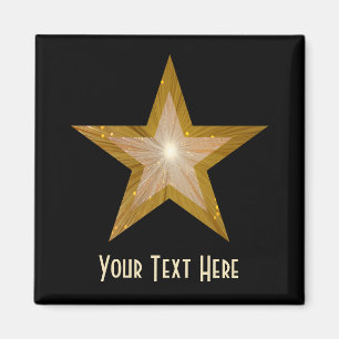 Aimant Carré magnétique Gold Star 'Your Text'