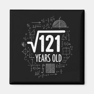 Aimant Carré Mathématique Racine 121 Ans, Drôle De Math