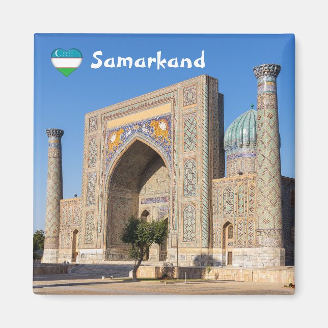 Aimant Carré Registan au coucher du soleil - Samarkand, O (Devant)