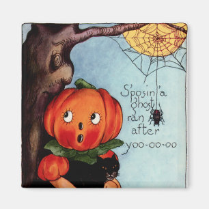 Aimant carré vintage de Halloween