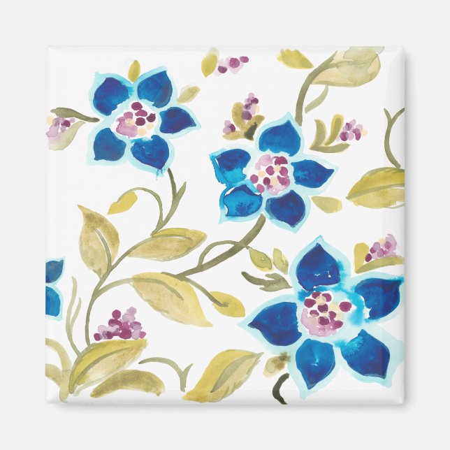 Aimant Carreaux floraux de l'abbaye - Flores bleues (Devant)