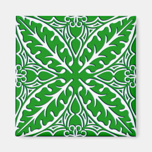 Aimant Carreaux marocains - vert émeraude et blanc