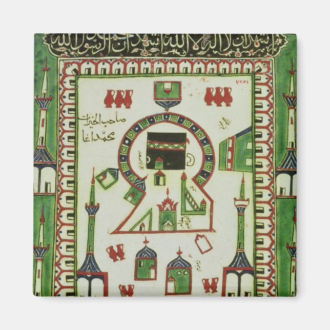 Aimant Carrelage avec une représentation de La Mecque (Devant)