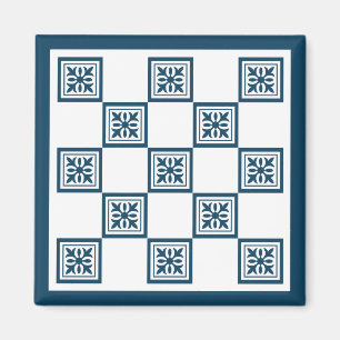 Aimant Carrelage bleu et blanc
