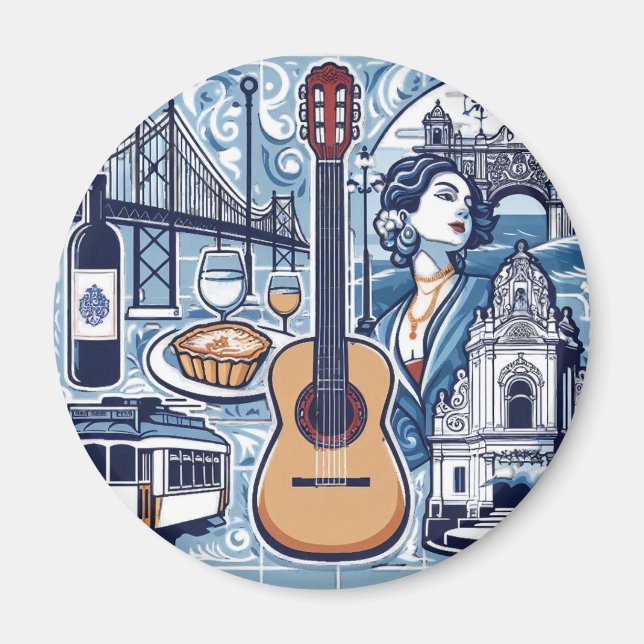 Aimant Carrelage bleu sur Lisbonne et la culture portugai (Devant)